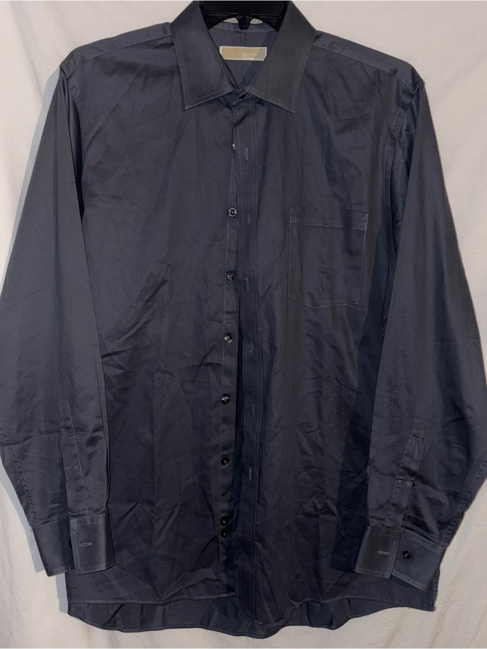 Michael Kors Men's Navy Blue Long-Sleeve Dress Shirt